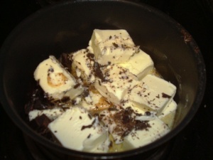 Melting butter and chocolate